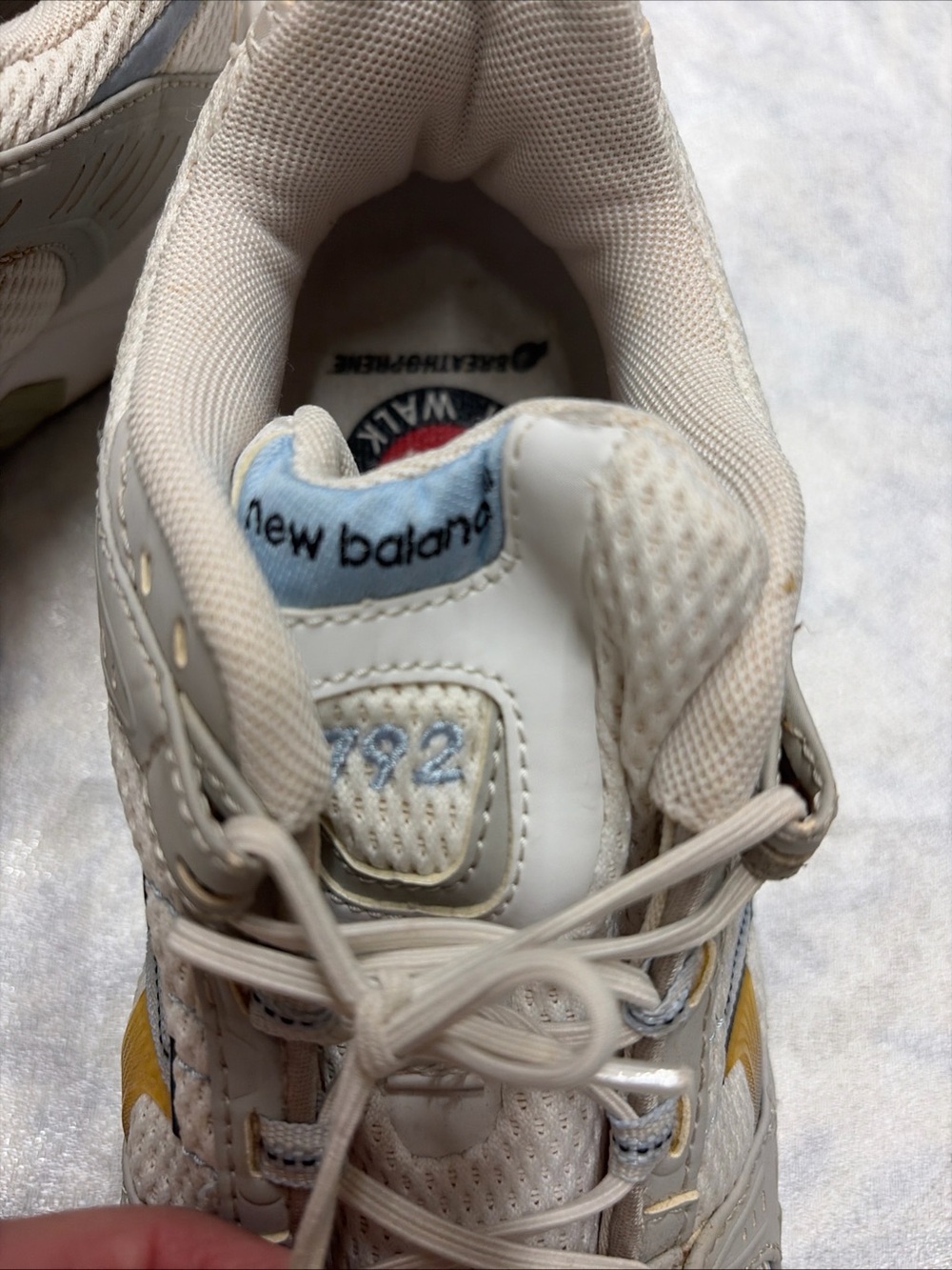 New Balance 792 White, Light Blue & Yellow Retro Runner Sneakers - Picture 3 of 8